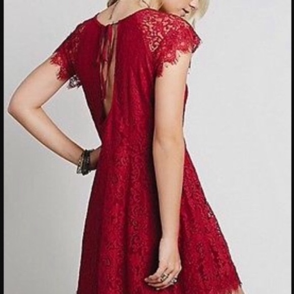 Free People Stardust Lace Mini Dress - Deep Red - Size XS - Picture 3 of 13